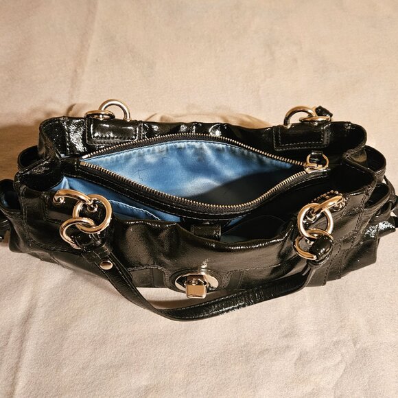 Coach Black Pantent Leather Handbag lots of pockets comes with Dust Bag - Picture 8 of 16
